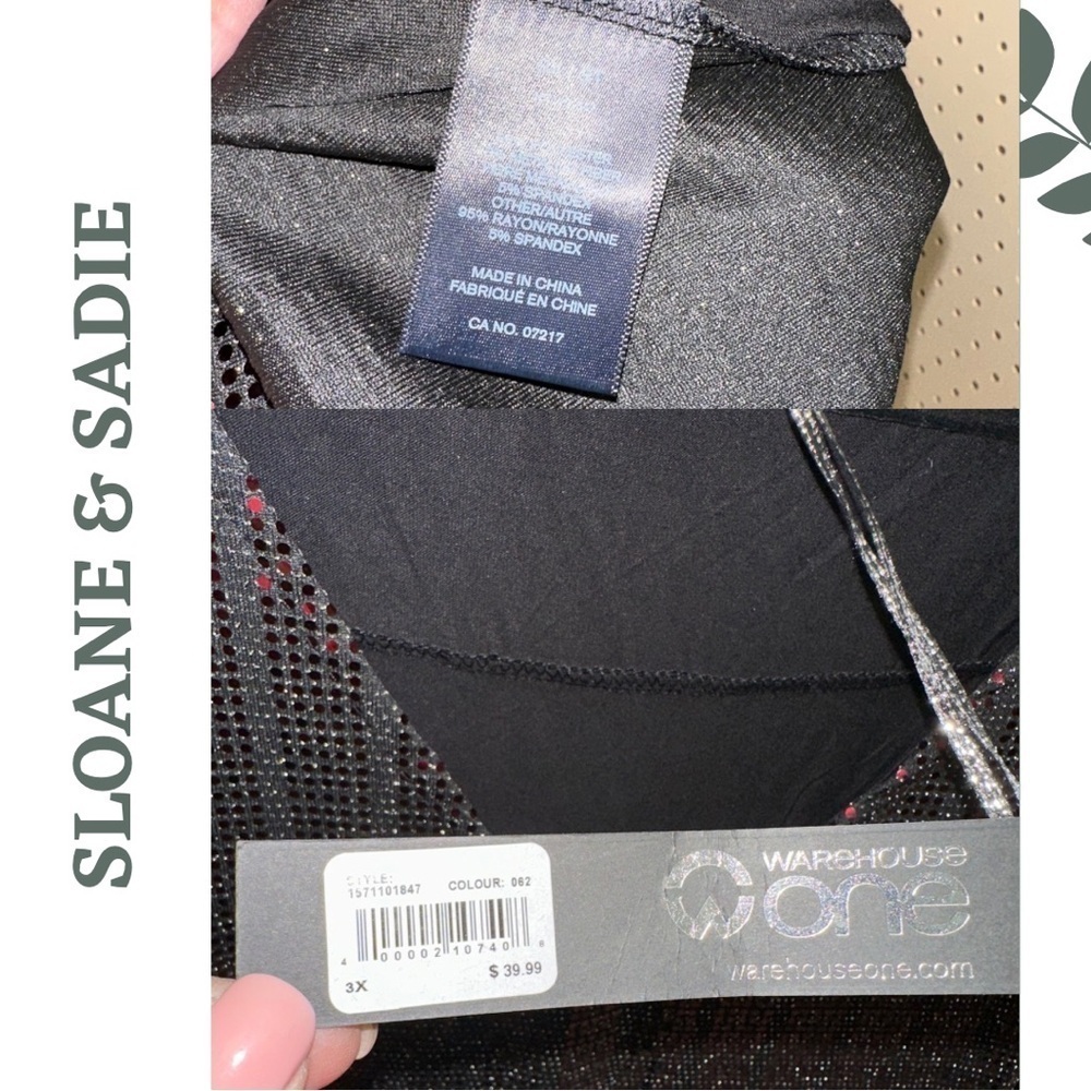 🛍️ Sloane & Sadie Black and Red Sequin Sleeveless Knit Top V Neck 3X - Picture 6 of 6